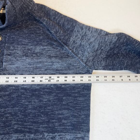 Converse One Star Henley Sweater Men's L 4 Button 100% Cotton Blue Tones Striped - Picture 8 of 12